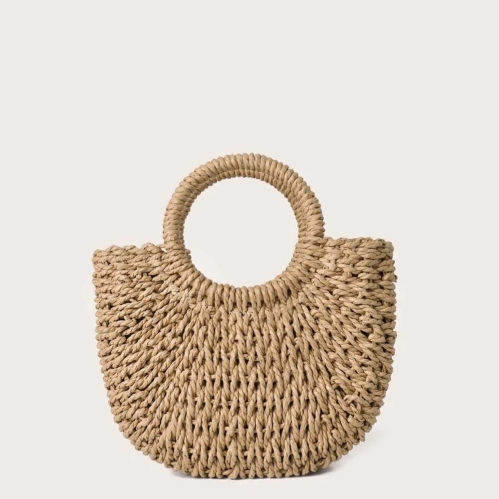 Half moon woven straw bag BoHo Crossbody rattan - Picture 3 of 7